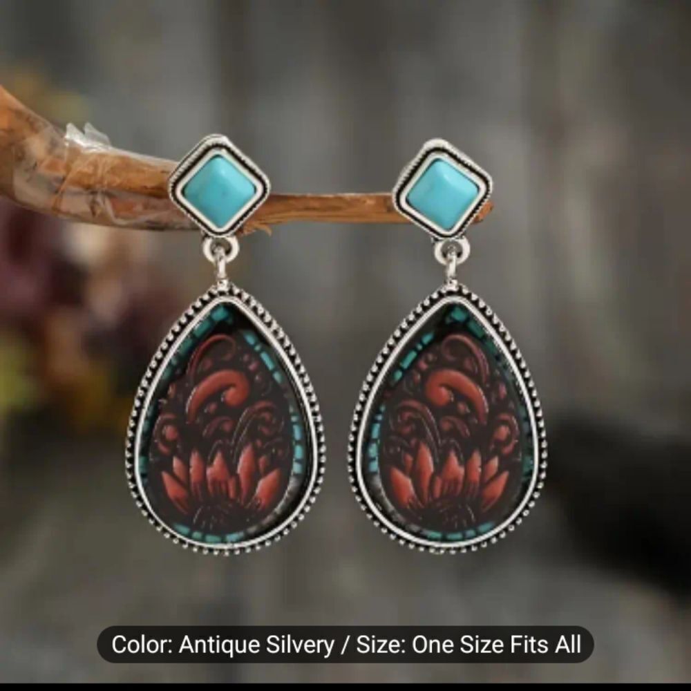 Turquoise Earrings Western sunflower droplet dangle new e62